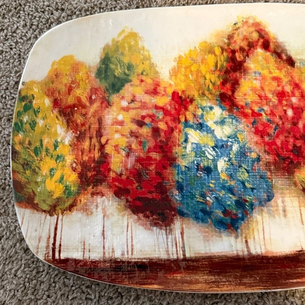 Pier 1 Imports | Fall Trees White, Red, Orange, Blue Ironstone Platter